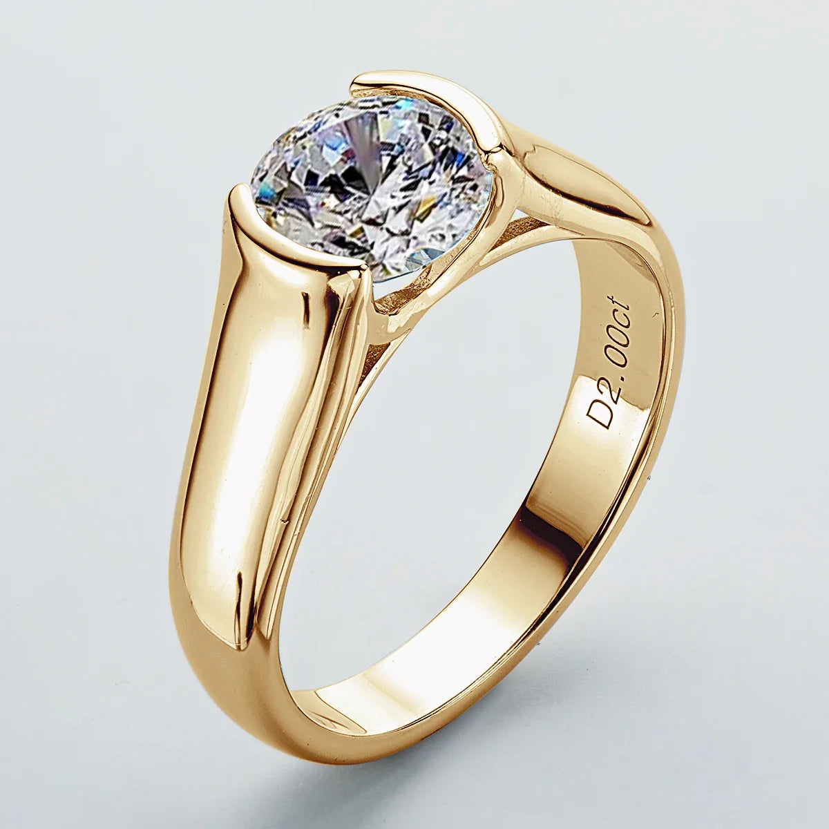 Round Solitaire Gold Zirconia Ring