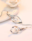 Pearl Hoop Dangle Earrings