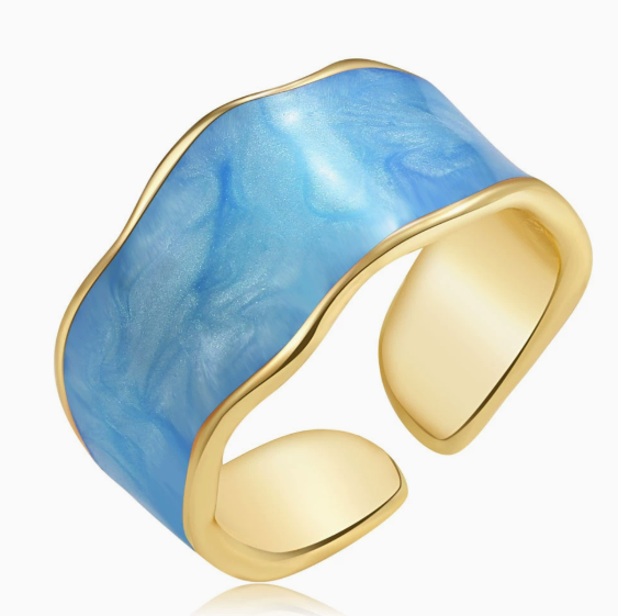 Vintage Blue Handpainted Ring