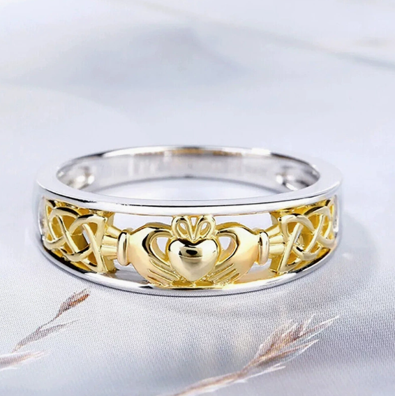 Gold Crown Silver Ring