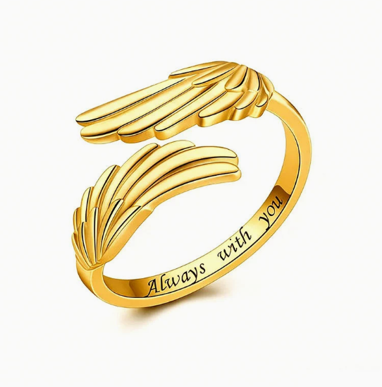 Angel Cast Crystal Gold Ring