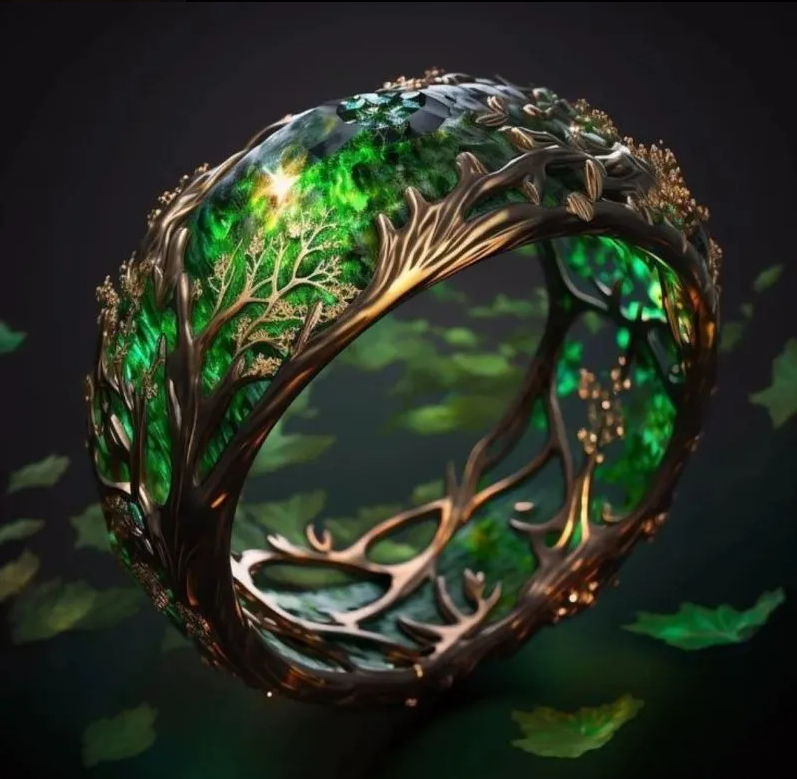 Exotic Crystal Earth Ring