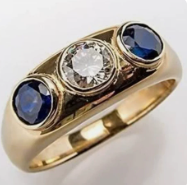 Vintage Blue Zirconia Golden Ring