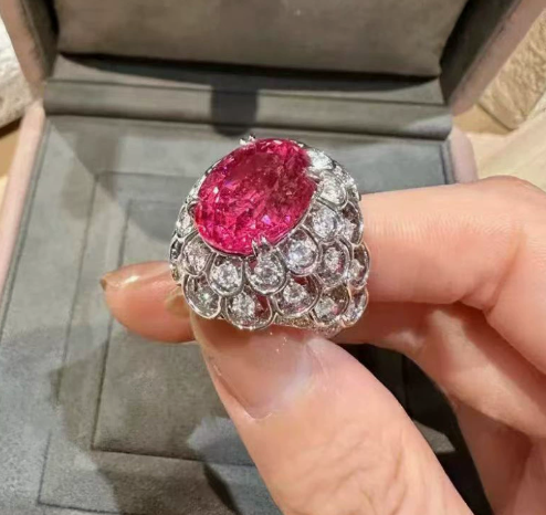Vintage Pink Bright Silver Ring