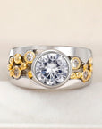 Vintage Inlaid Zirconia Gold & Silver Ring