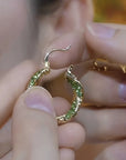 Elegant Twisted Green Zirconia Hoop Earrings