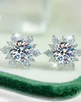 Flower Crystal Silver Earrings