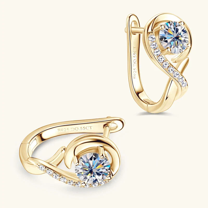 Golden Crystal Stud Flower Earrings