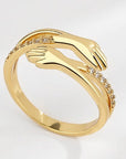 Adjustable Hug Ring with Zirconia in Gold and Silver