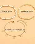 Coastal Charm 3-Piece Layered Anklet Set | Gold