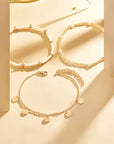 Coastal Charm 3-Piece Layered Anklet Set | Gold