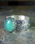 Carved Flower Emerald Ring