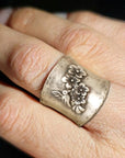 Bird Flower Wide Band Ring