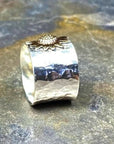 Golden Sunflower Wide Band Ring