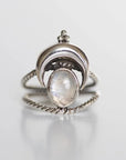 Oval Rainbow Moonstone Moon Phase Ring