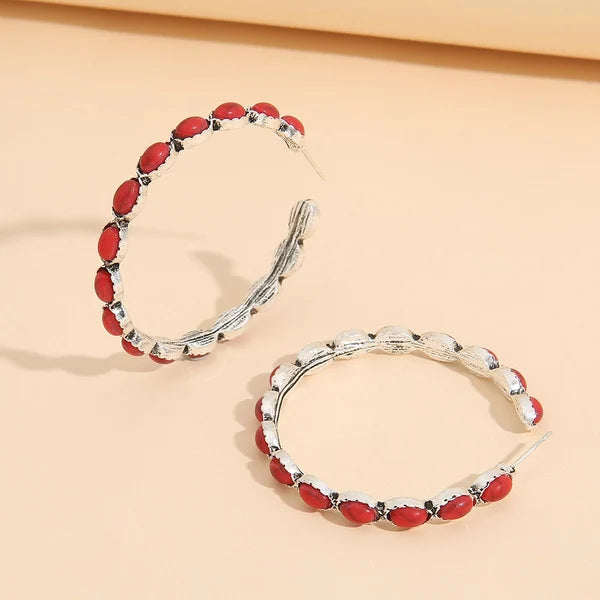 Vintage Turquoise Hoop Earrings
