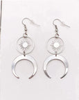 Stainless Steel Half Moon Crescent Earrings and Solar Talisman