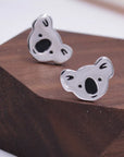 Koala Bear Stud Earrings in Sterling Silver