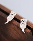Otter Stud Earrings in Sterling Silver