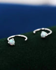 Opal Hoop Earrings in Sterling Silver