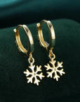 Snowflake Huggie Hoop Earrings