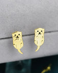 Otter Stud Earrings in Sterling Silver
