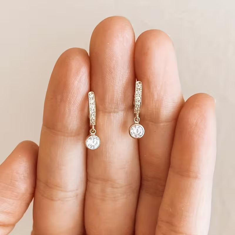 Golden Drop Pavé Earrings