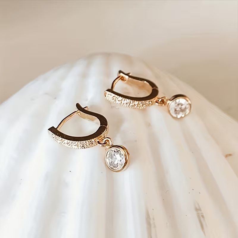 Golden Drop Pavé Earrings