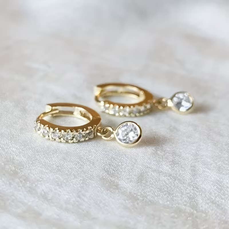 Golden Drop Pavé Earrings