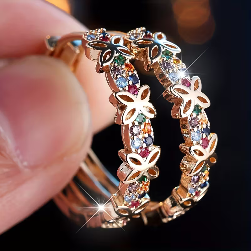 Rainbow Butterfly Hoop Earrings