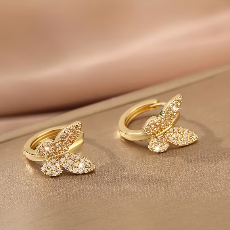 Golden Butterfly Sparkle Earrings