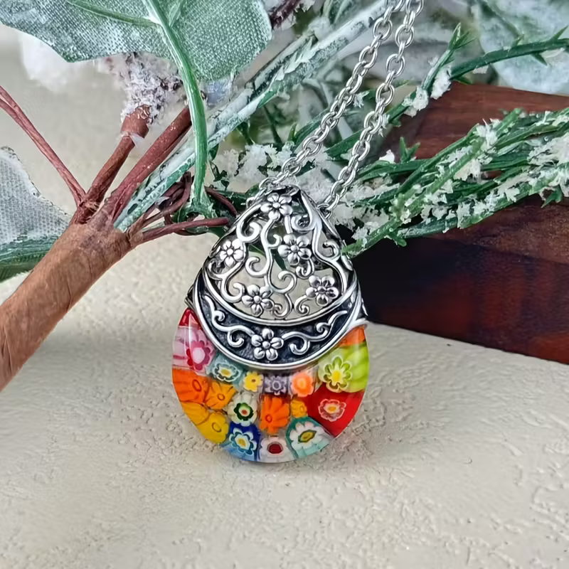 Floral Teardrop Necklace
