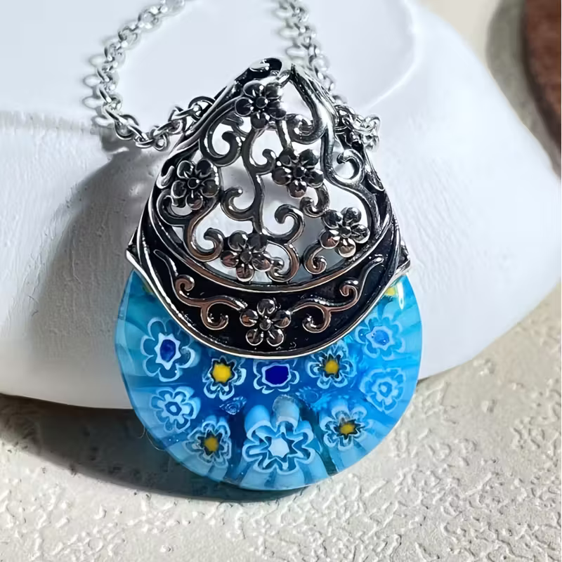 Floral Teardrop Necklace