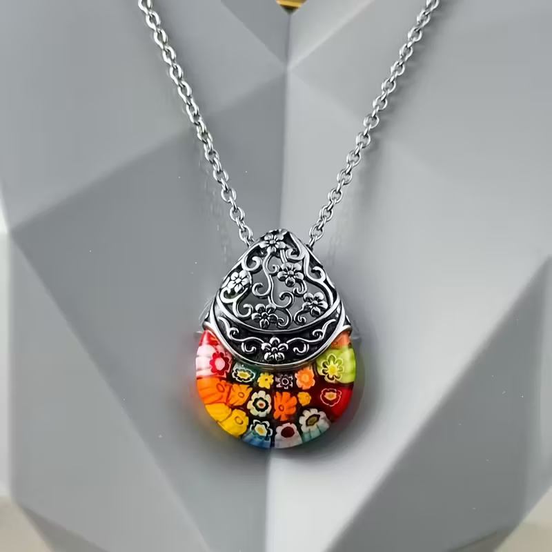 Floral Teardrop Necklace