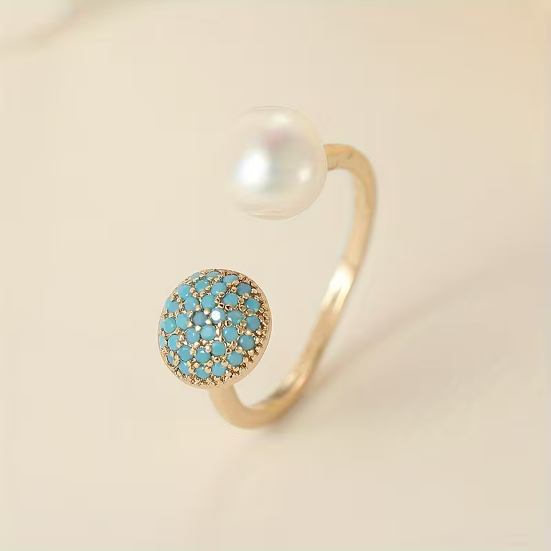 Cluster &amp; Pearl Open Ring