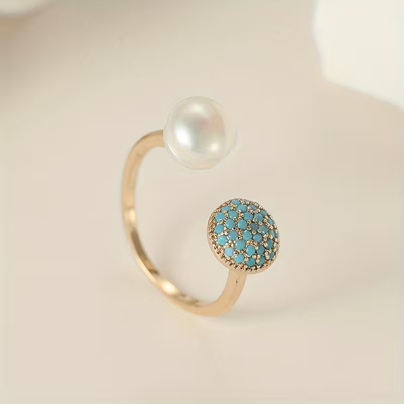 Cluster &amp; Pearl Open Ring