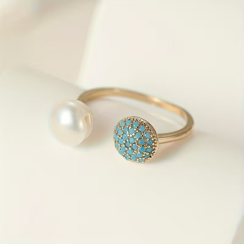 Cluster &amp; Pearl Open Ring