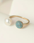 Cluster & Pearl Open Ring