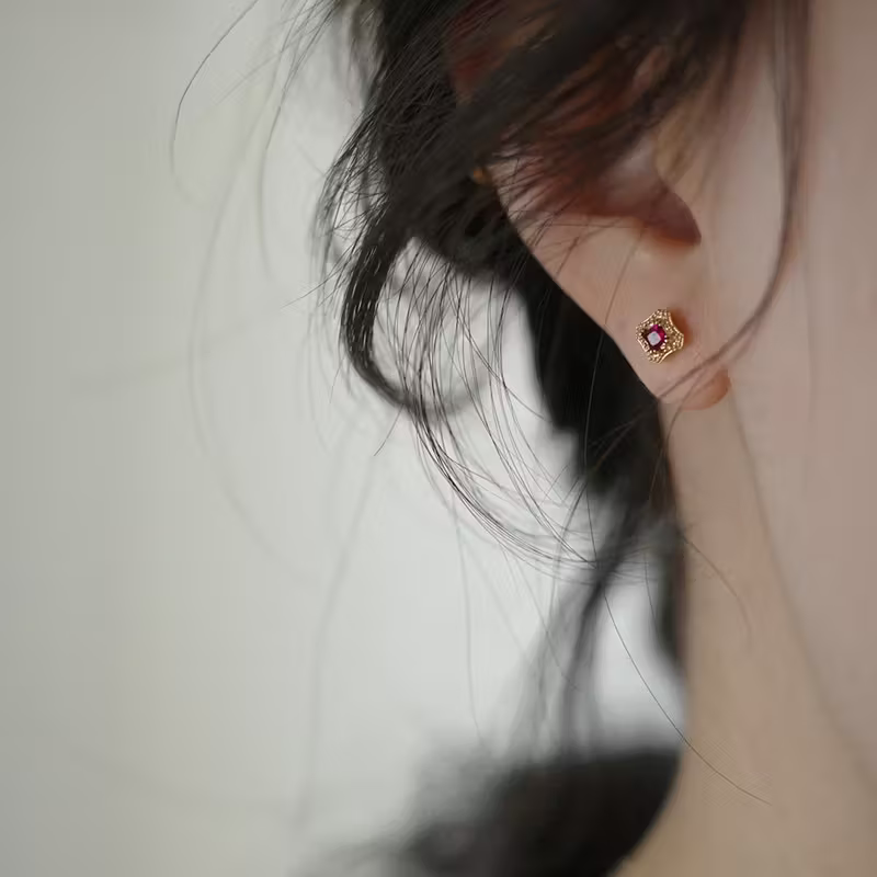 Ruby Vintage Stud Earrings