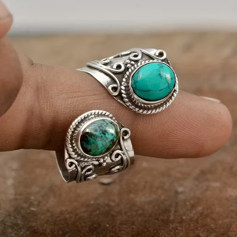 Dual-Turquoise Open Ring
