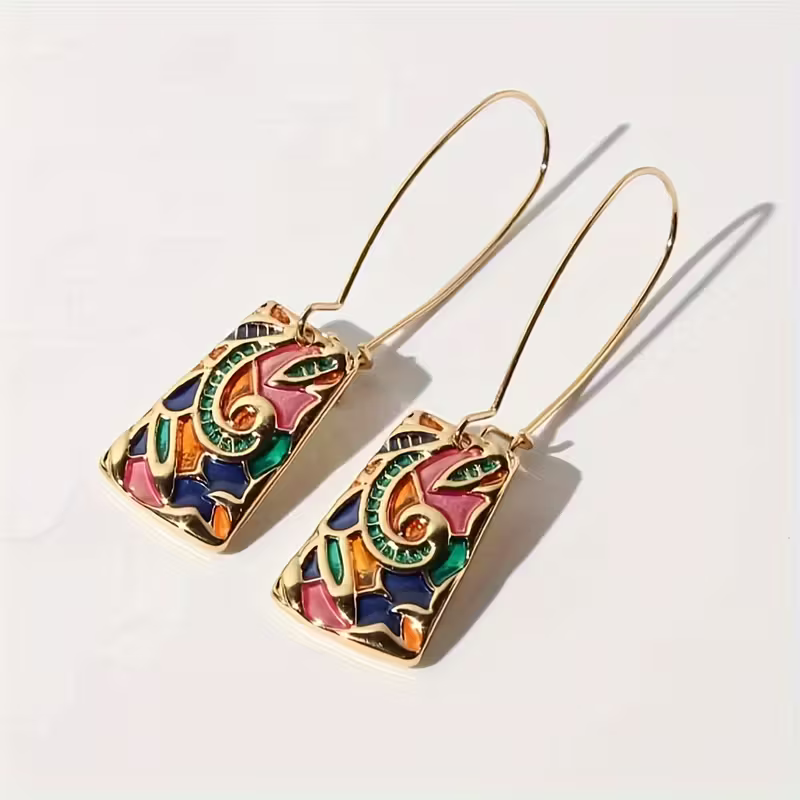 Colorful Mosaic Art Earrings