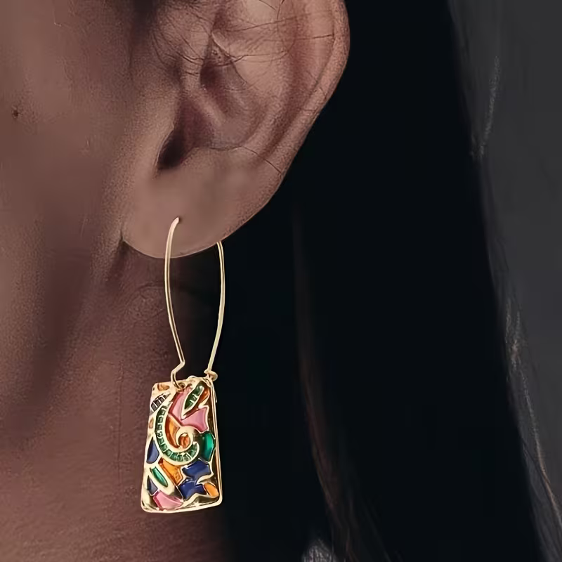 Colorful Mosaic Art Earrings