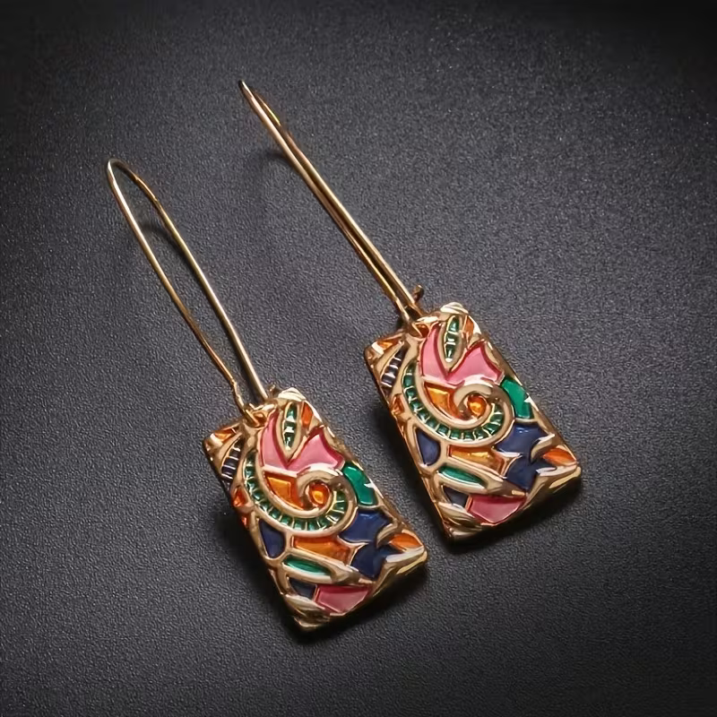 Colorful Mosaic Art Earrings