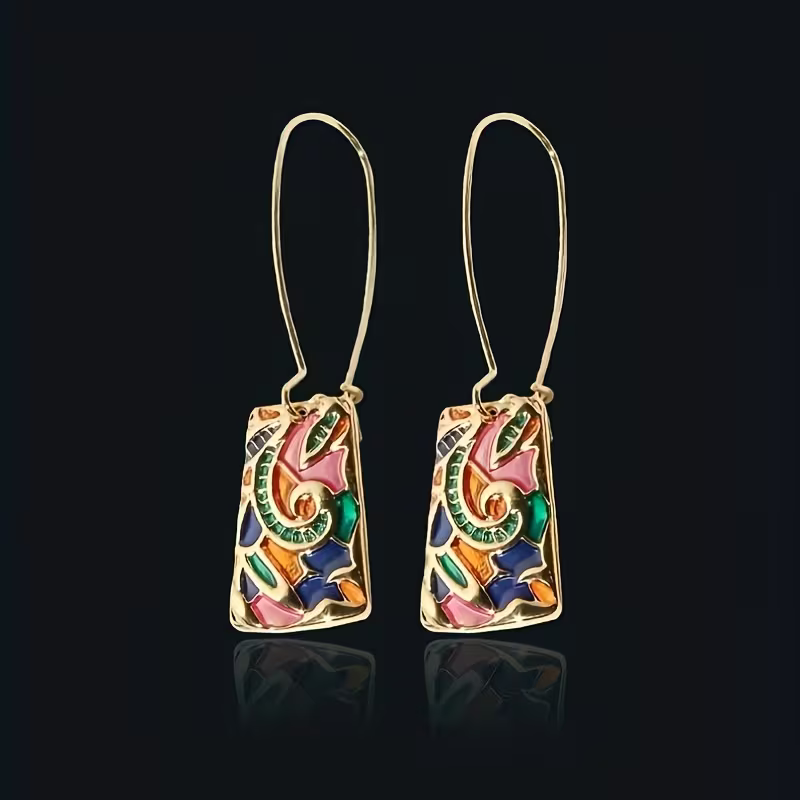 Colorful Mosaic Art Earrings