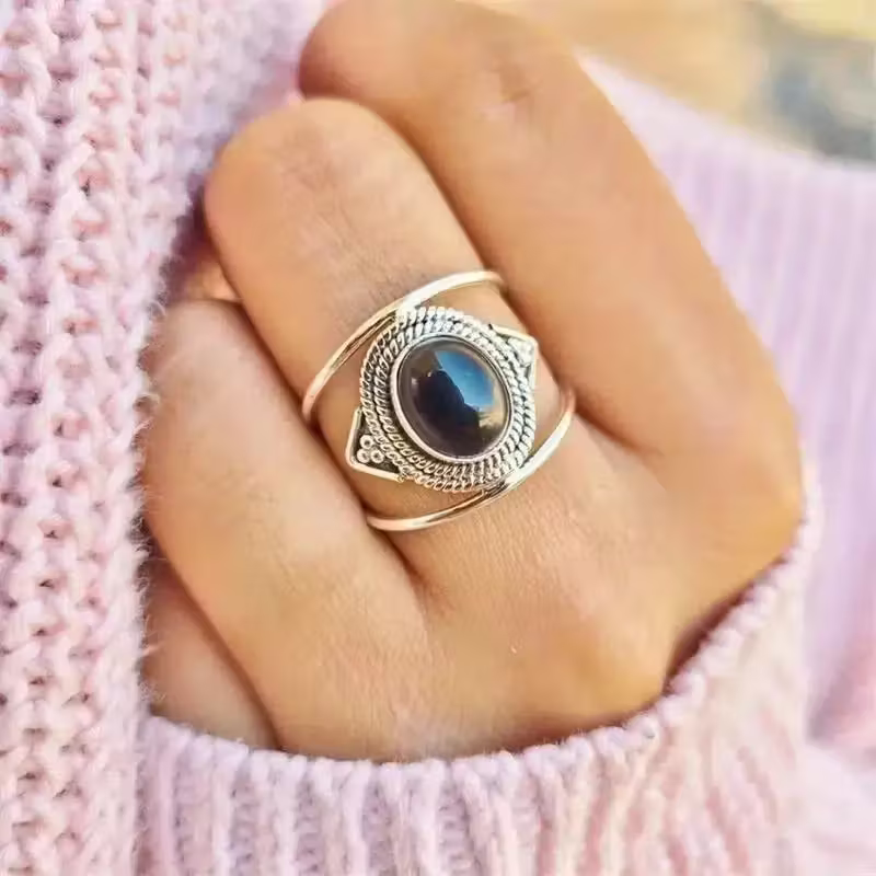 Vintage Moonstone Aura Ring
