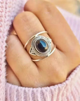 Vintage Moonstone Aura Ring