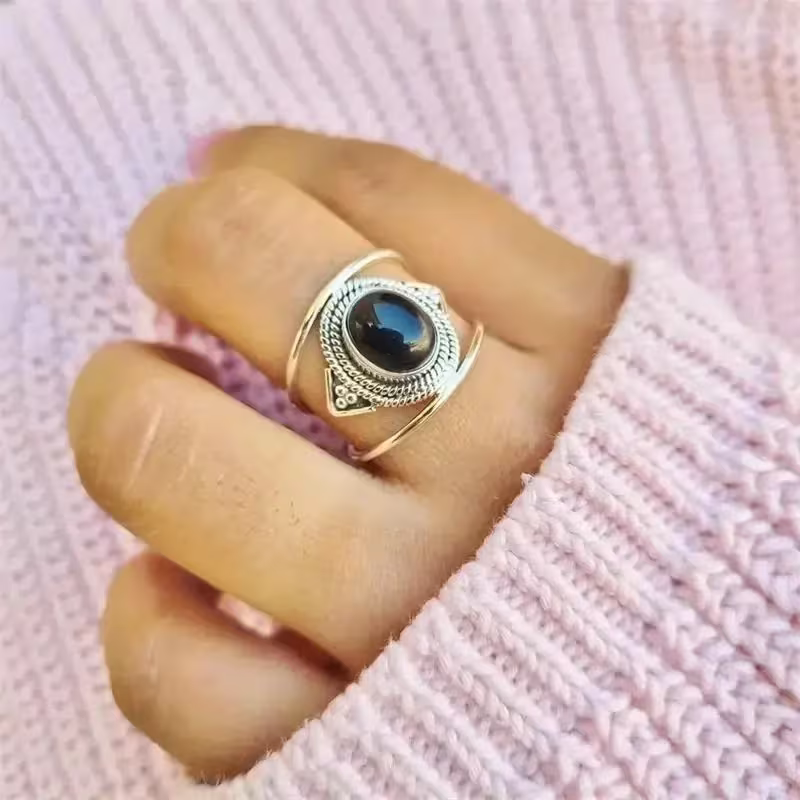 Vintage Moonstone Aura Ring