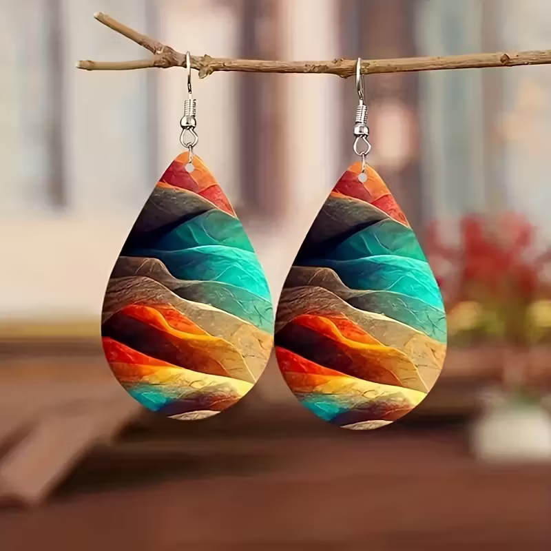 Rainbow Marble Earrings