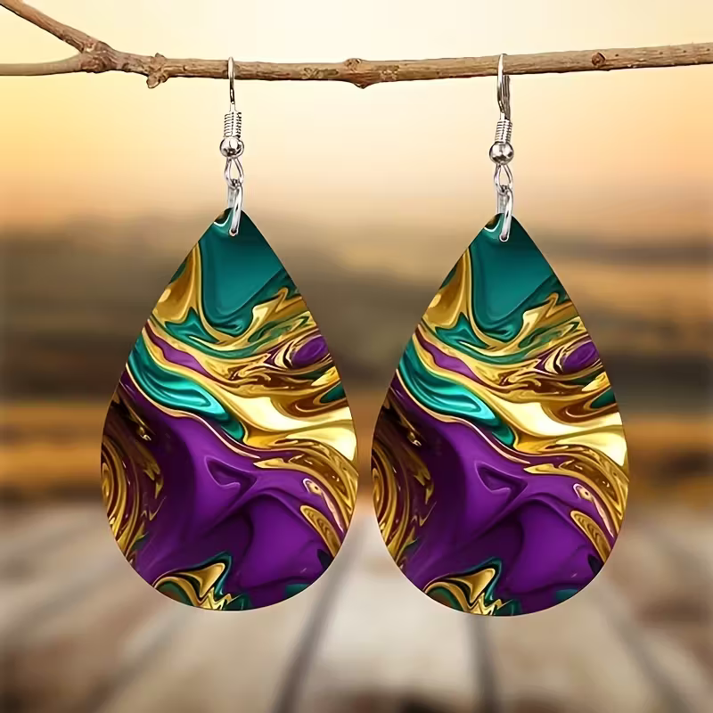 Rainbow Marble Earrings