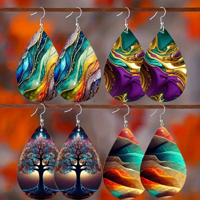Rainbow Marble Earrings